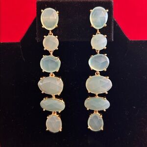 Gold and Green Drop Earrings